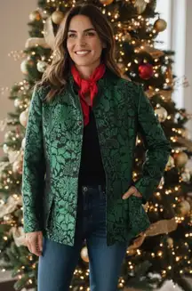 Burberry Jacquard Evening Jacket emerald green black Christmas jacket 12