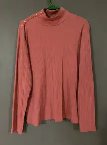 Croft & Barrow Pink Ribbed Turtleneck Button Sweater Size XL NWOT