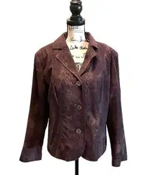 Erin London Faux Liquid Leather Blazer Jacket Purple Large NWT Workwear