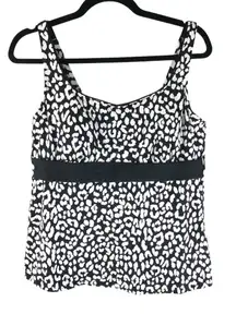 Lands End Tankini Top Underwire Removable Pads Leopard Print Black White 4 D