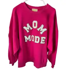Mom Mode Crewneck Sweatshirt By Judith March With Sequin Letters & Tiger Patch H