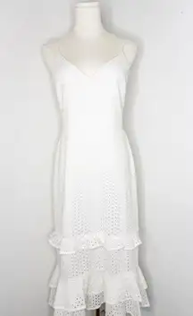 Express White Eyelet Ruffle Hem Dress – Women’s Size Small