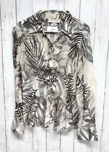 Vtg St. John Collection Shirt Women Sz 10 Botanical Collared Button Down Blouse