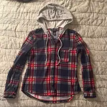 Polly & Esther Red and Gray Plaid Shirt