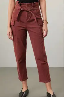Marissa Webb Collective Pants Womens 16 Red Twill Paperbag Cargo‎ Tie Waist