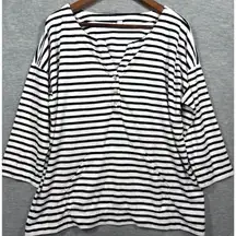 J. Jill Womens Top L Striped Terry‎ Cloth Beach Cover Up