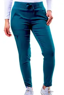 Adar Pro Ultimate Yoga Jogger Scrub Pant in Caribbean blue. Style: P7104