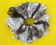 White And Gray Sashay Ruffle Scrunchie New Gift