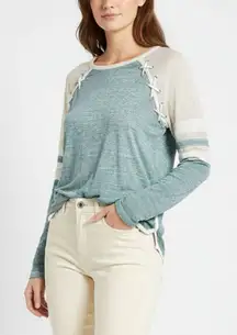 Fitz + Eddi Blue & Ivory Long Sleeve Tee T Shirt L