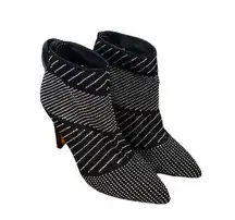 Express Black Embellished Silver Dotted Stiletto Booties Women SZ 6