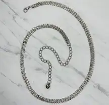 Rhinestone Studded Chain Belt Silver Y2K Festival Glam Medium/Large M/L ✨