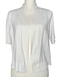 JM Collection White Gold Tole Hardware Short Sleeved Women’s Cardigan Petite L