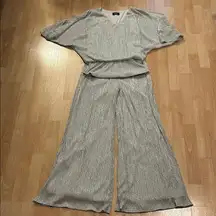 MSK Lurex Silver Two-Piece Set - Top & Pants with Rhinestone Details