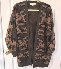 Philosophy Republic Clothing Camouflage Open Front Cardigan Sweater Size M