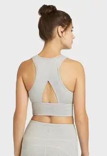 Grey High Neck Cutout Back Longline Sports Bra