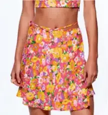 Zara Women’s Pink Orange‎ Purple Floral Wrap Skirt Size Small NWT