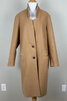 Old Navy Coat Womens XL Tan Soft Brushed Overcoat Classic Trench‎ Winter Neutral