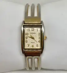 Kessaris vintage women watch 18mm cuff bangle bracelet gold tone quartz running