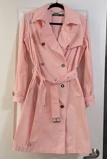 Lauren Ralph Lauren Taffeta Trench Coat Light Pink Rain Coat Size 4