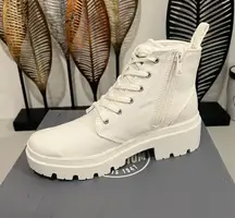 Palladium PALLABASE TWILL Women's White Ankle Boots Size 6.5