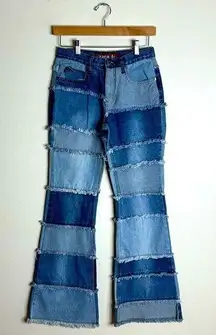 Vintage 90s Zana Di Patchwork Denim Flare jeans Y2K size 3