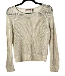 525 America Beige Open Weave Knit Long Sleeve Blouse Size Small