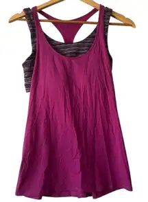 Lululemon Athletica Workout Tank Top Purple Pink Built In Bra Size 8
