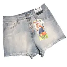 Rewash The Wedge Super High Rose Frayed Jean Shorts