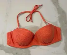 Aerie Audrey Padded Push Up Underwire Bandeau Swim Bikini Top Crochet Womens 36C