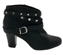 Jennifer Lopez Studded Black Faux Leather Ankle Booties 8.5 Edgy Punk Grunge