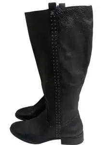 Sam Edelman Black Leather Knee High Riding Boots Studded Detail Women Sz 11 wide