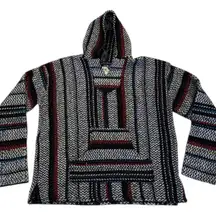 Striped Hoodie Drug Rug Beach Hippie Boho M Oversized