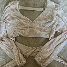 Papaya Sequin Crop Top