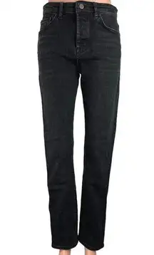 Massimo Dutti Charcoal Wash Black High Rise Stretch Straight Leg Denim Jeans 4