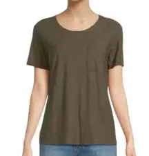 James Perse  Cotton Modal Slub Jersey Crew Neck Pocket Tee Jungle Women's Medium