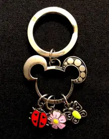 Disney keychain with charms flower ladybug butterfly