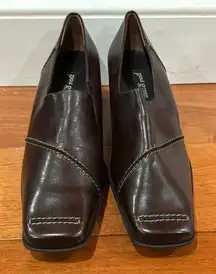 NWOT Paul Green Munchen Loafer Block Heels Square Toe Burgundy Leather Size 6.5
