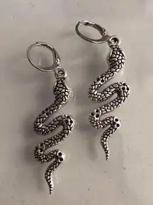 silver snake earrings