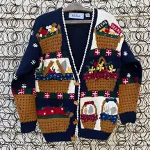 Vintage Longaberger Knit Chunky Basket Weave Cardigan Sweater Belle Pointe SMALL