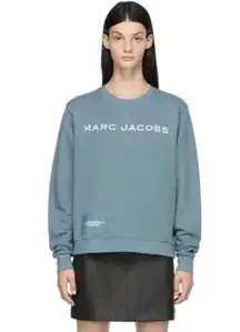 Marc Jacob Women's The Cotton Logo Sweatshirt Blue Gray size M