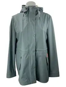 Hunter Women's Olive Green Rubberized Water Repellent Hooded Rain Coat Jacket S