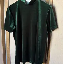 GAP Emerald stretch velvet zip back top large