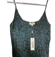 NWT L'AGENCE Leopard Print Spaghetti Strap Cami Tank Top in Black & Turquoise XS