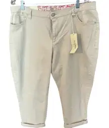 Womens Casual Pants Size 16 Cream Cotton Twill Baggy Boyfriend Loose Fit NWT