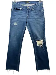 Y2K Levi's 524 Too Superlow Jeans Distressed Raw Hem Low‎ Rise Size 7 Short