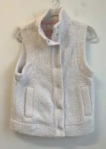 AERIE Women’s Vest Plaid Flannel Lined Thick Sherpa LG Snap Pockets Cream Sz XS