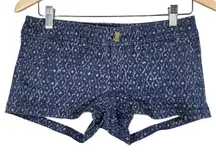 American Eagle Outfitters Womens Blue Geometric Pattern Denim Shorts‎ Size 0