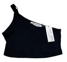 Emma And Sam Black One Shoulder Cropped Tank Womens Size Medium NEW