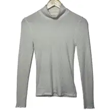 Abercrombie & Fitch White Ribbed Knit Long Sleeve Turtleneck Sweater Top Size XS