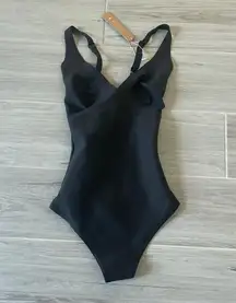 NWT SKIMS BODY UNLINED PLUNGE THONG BODYSUIT BLACK XS